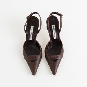 SOLD— Manolo Blahnik Brown Slingback Heels